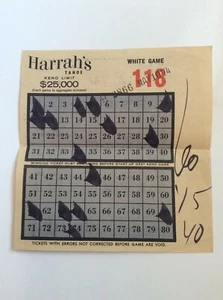 Harrah's Casino Reno Tahoe Keno White Game Marked Newsprint Ticket Vtg May 1974 - Picture 1 of 2