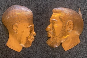 KUPFER Set Tribal Art Gesichtsmaske Afrikanische Ätzkunst Wandbehang - Bild 1 von 10