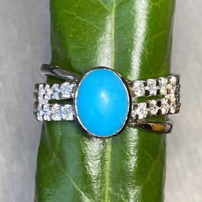 Anillo Vintage Diamante Turquesa Oro Blanco 14K Patrimonio Joyería Fina Usado MCD Foto 1 de 4