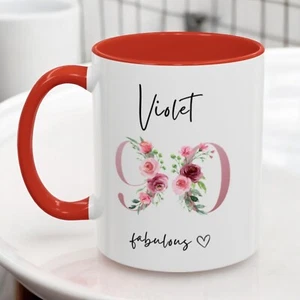 90th birthday mug 1934 floral gift for her mom grandma personalized coffee cup - Picture 1 of 33
