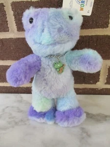Build A Bear Purple/Blue Tie Dye Frog 9"-Frog Charm Ball Chain Necklace - Picture 1 of 4