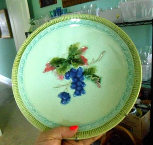 Majolica Black Forest Art Pottery Vintage Majolica Grapes Vines Erphila Germany - Picture 1 of 5