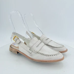 Dolce Vita Hardi Penny Loafer Slingback LowHeel White Crinkled Leather Size 11 - Picture 1 of 15