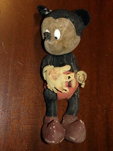 PELUCHE ANCIENNE MICKEY MOUSE / DISNEY / DES ANNEES 20/30 / H 32 CM - Foto 1 di 12