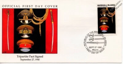 1940 TRIPARTITE PACT (Germany Italy Japan) Military Uniform WWII Stamp FDC - Image 1 of 3