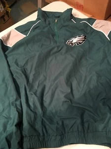 PHILADELPHIA EAGLES NFL 1/4 ZIP LIGHTWEIGHT PULLOVER GREEN JACKET FREE SHIPPING - Picture 1 of 11