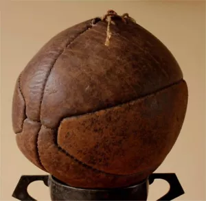 Rare Early 6 Panel Rugby Football. Antique 3 Lace Hole Leather Ball. c1900 - Picture 1 of 18