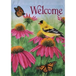 CONEFLOWER FINCH 28" X 40" PORCH FLAG 10-3065-41 RAIN OR SHINE SUMMER SEASON - Picture 1 of 2