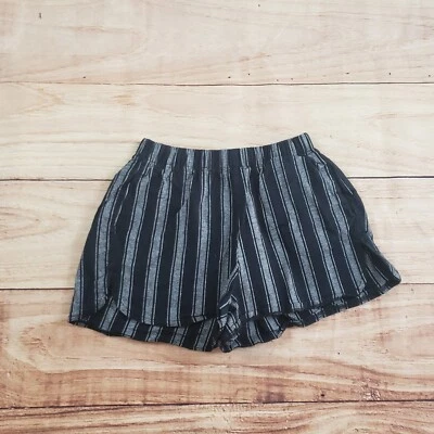 Brandy Melville Shorts Womens Small Black Gray Hot Pants Striped Pockets Ladies - Image 1 of 4