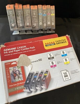 LOTE de Cartuchos de Tinta Extra NEGROS De Canon Combo Pack PGBK 5 Negro + Color Plus Foto 1 de 4