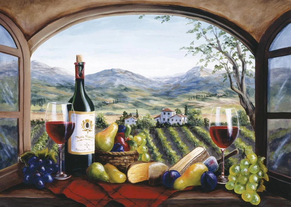 Ceramic Tile Mural Kitchen Backsplash - Rich Harvest in Reds-Wine Landscape Art - Image 1 of 1