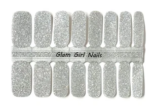 Silver Sparkle Nail polish strips / Nail Wraps / Nail Stickers - Picture 1 of 1