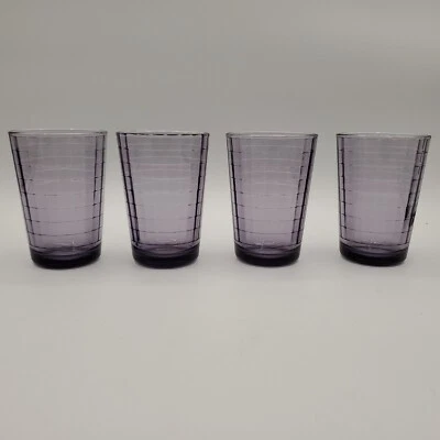 Pasabahce Amethyst Purple Block Optic 6 Ounce Juice Glass Tumbler Set Of 4 - Image 1 of 4