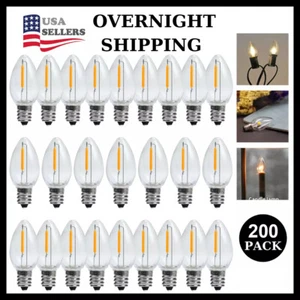 200 Pack C7 LED Christmas Light Bulb fits E12 Base Waterproof String Light Bulbs - Picture 1 of 24