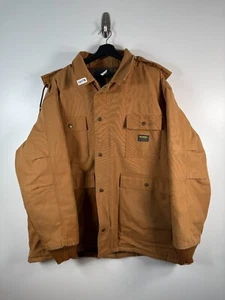 Vintage Oshkosh Herren Knopfleiste gesteppt gefüttert Kapuze Hausarbeit Scheune Jacke braun Gr. 2XL - Bild 1 von 12