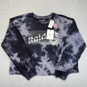 Top corto Las Vegas Raiders para mujer XL negro gris tie-dye manga larga NFL NUEVO CON ETIQUETAS - Imagen 1 de 15