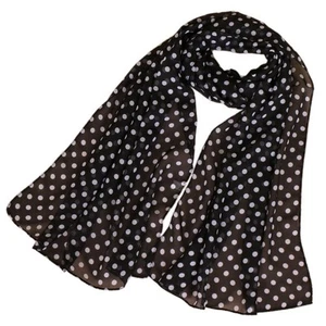 women's polka dot scarves printing chiffon silk scarf lightweight summer long... - Picture 1 of 5