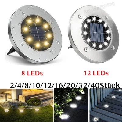 8/12LED Solarleuchte Solarlampe Bodenstrahler Bodeneinbau Außen Gartenstrahler - Bild 1 von 4