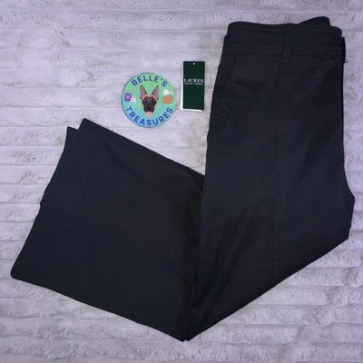 Pantalones Lauren Ralph Lauren Para Mujer’s 6 Negros Recortados Pierna Ancha Sarga Ropa Profesional NUEVO Foto 1 de 4