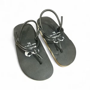 Tiddies Herren XL Größe schwarz & grau Sandalen Made in USA 80er Retro-Stil - Bild 1 von 5