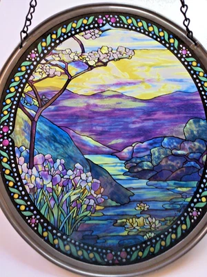 GRANDE 13” H Louis C TIFFANY Vitral Atrapasol Glassmasters De Colección Foto 1 de 4