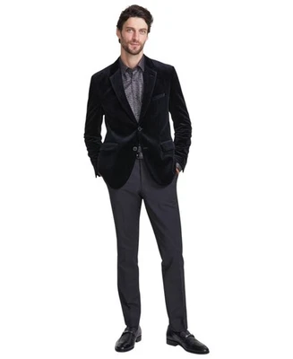 Abrigo Blazer Deportivo Hugo Boss Para Hombres Ajuste Moderno Terciopelo 44 R Negro Sólido Foto 1 de 2