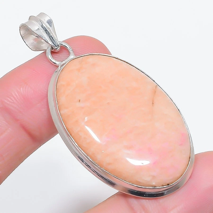 Colgante de joyería de plata de ley 925 con piedras preciosas de aventurina naranja 2,13" V314 Foto 1 de 1