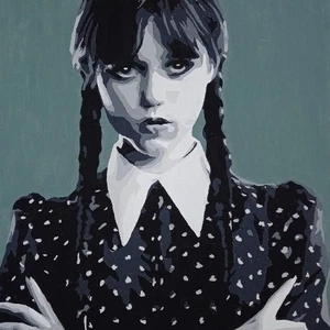Wednesday Adams, original Hand Painted Artwork. 16"×20" - Picture 1 of 1