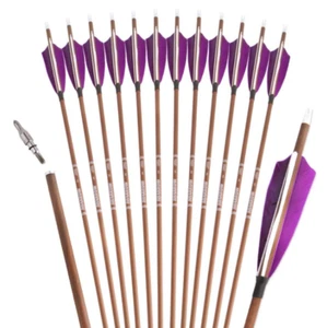 31" ID6.2mm Archery Pure Carbon Arrows 4"Turkey Feathers SP340-600 Bow Hunting - Picture 1 of 16