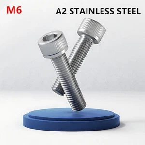 M6 ALLEN CAP SCREWS BOLTS A2 STAINLESS STEEL SOCKET SCREW HEX HEAD DIN 912 - Picture 1 of 28