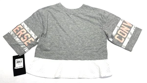 Converse Cropped T-Shirt Youth Small Children Girls Top Gray - Size 4 (ages 3-4) - Picture 1 of 2