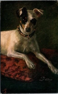 Postal de colección Fox Terrier Pet Series Maud West Watson años 1910 Raphael Tuck Oilette - Imagen 1 de 2