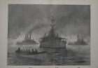 US Naval Battleships Iowa and Mississippi Spanish American War Print 1899