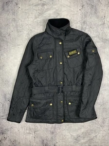 Chaqueta BARBOUR INTERNATIONAL para mujer UK 12 negra polarquilt con cinturón forrada de vellón - Imagen 1 de 17