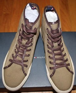 ZAPATILLAS TOMMY HILFIGER MANHATTAN TELA VERDE OSCURO TOP ALTO 7.5 - Imagen 1 de 7