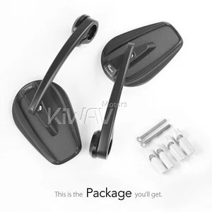 Bar end mirrors mat black tapered carbon fiber 7/8" hollow bar end fits Yamaha - Picture 1 of 12