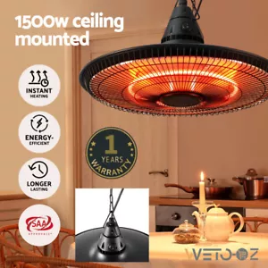 1500W Ceiling Electric Patio Infrared Heater Indoor Outdoor Energy-Efficient - Picture 1 of 6