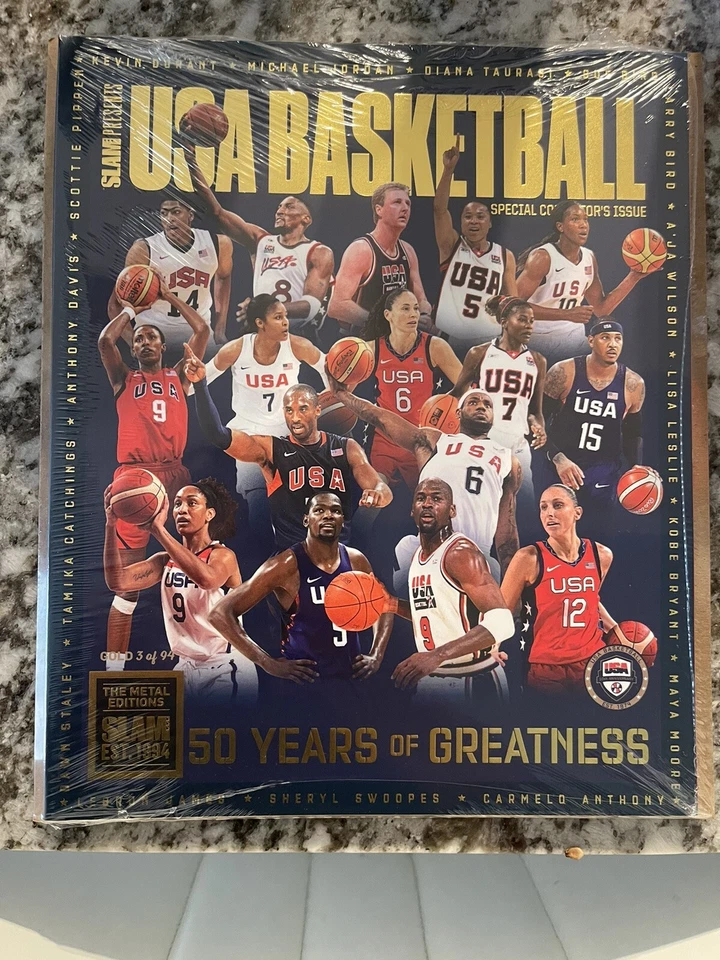 GOLD METAL: SLAM PRESENTS USA BASKETBALL (#3/94) IN HAND Jordan Kobe Lebron - Image 1 of 1