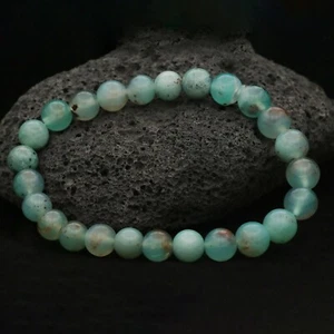 19 Perlen Aquamarin Chalzedon Armband Natürlich Heilsteine Geschenk für Sie - Bild 1 von 6