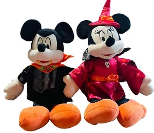 Disney Parks Halloween Vampire Mickey And Witch Minnie Mouse Plush Stuff Animal - Picture 1 of 21