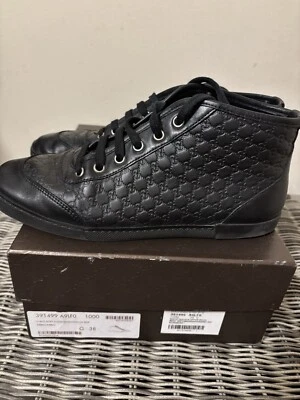 Gucci Mujer Guccissima Zapatillas Cuero Negro Usadas Foto 1 de 4