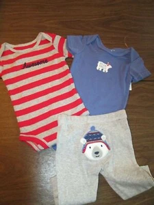 NWT Baby Boy 3 Mo Outfit Set Carters 3 Piece Polar Bear Hugs Awesome - Picture 1 of 10