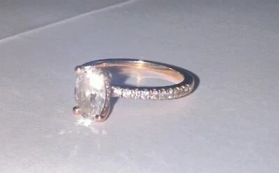 Anillo de compromiso Gabriella Pave halo oculto oro rosa 18k - 1,09 ct, color D Foto 1 de 4