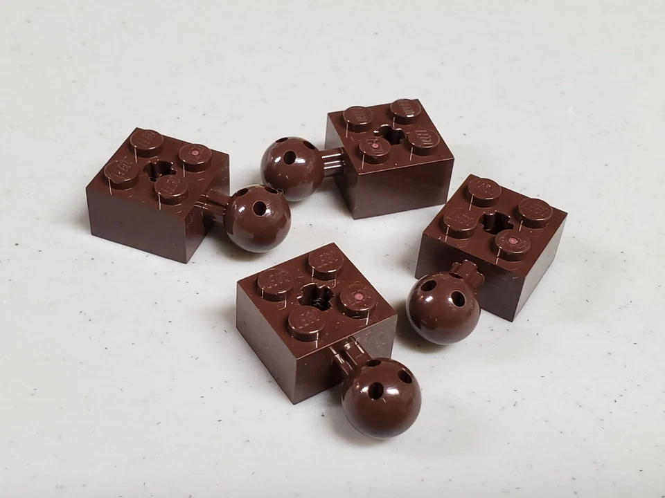 LEGO  57909b x4 DARK BROWN Technic Brick 2 x 2 with Ball Joint 6 Holes in Ball - Image 1 of 1