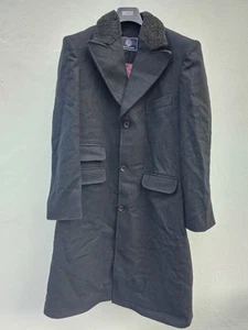 The Wool Makers Cappotto Uomo Nero Grande Lana Cappotto Trench Soprabito Cappotto 60% Lana - Foto 1 di 4