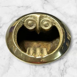 Vintage Messing Eule Aschenbecher mit offenem Mund Räuchergefäß 4,75" Durchmesser MCM - Bild 1 von 12