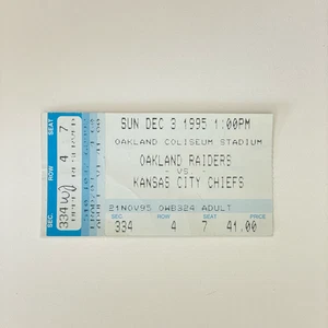 Raiders vs Chief 12/3/1995 Ticket, Tim Brown 150 Yds  1 TD, Marcus Allen 124 Yds - Picture 1 of 4