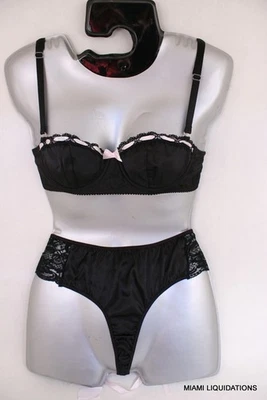 Elegante Momentos 5947 Sexy Conjunto de Sujetador Superior e Inferior 32A/Inferior 32 Negro/Rosa Foto 1 de 2