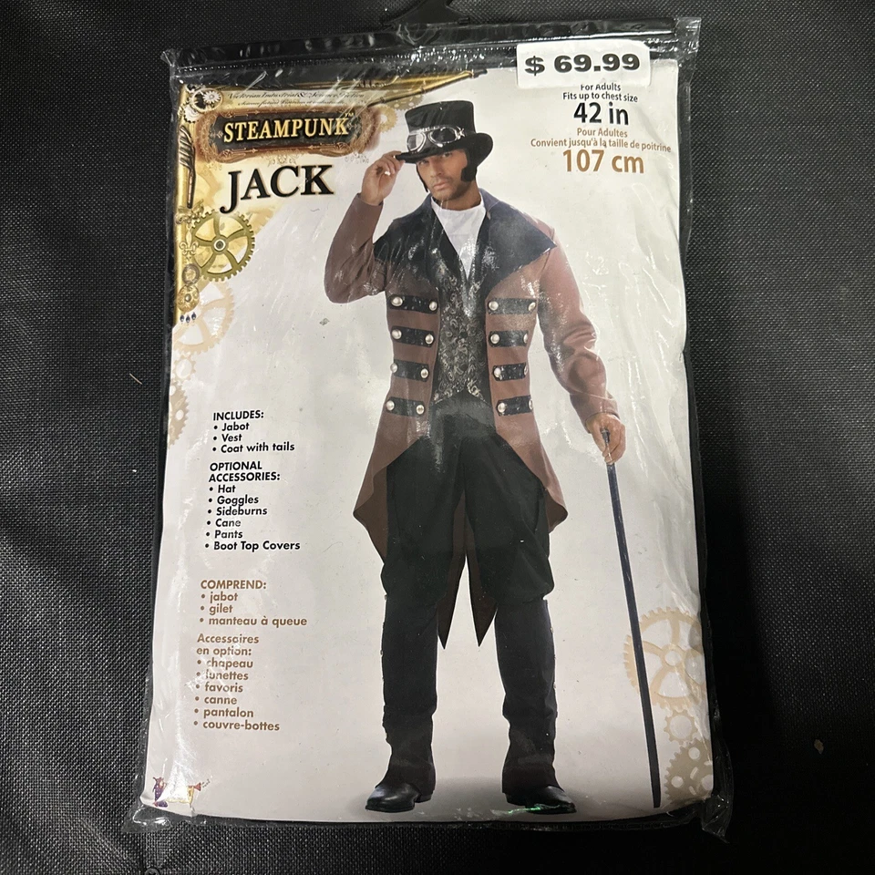 Steampunk Jack Victorian Man Gentleman Fancy Dress Up Halloween Adult Costume - Image 1 of 4