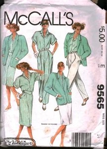 9565 Vintage McCalls SEWING Pattern Misses 1980s Jacket Shirt Skirt Pants OOP 14 - Picture 1 of 2